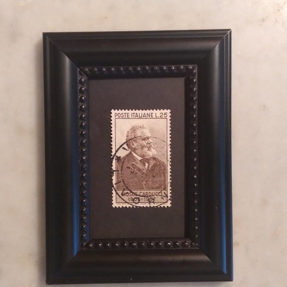 Framed Stamp Art - Poet Giosue Carducci